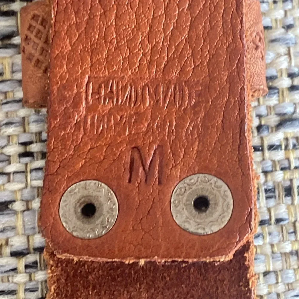 Handmade tooled leather belt